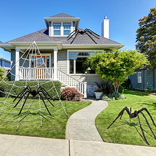 Giant Spider Decoration, Halloween Decorations Outdoor Large Spider Props 6.6 FT 200CM, Scary Halloween Spider Decoration, Black Furry Hairy Big Spider Decoration - Black