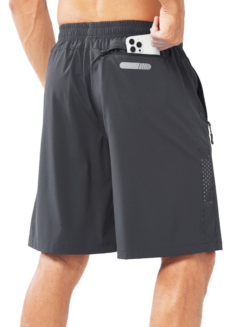 NORTHYARD Men's Athletic Running Shorts Gym Workout 7"/9"/5" Quick Dry Lightweight Sports Basketball Tennis 3 Zipper Pockets DARKGREY-9inch XL
