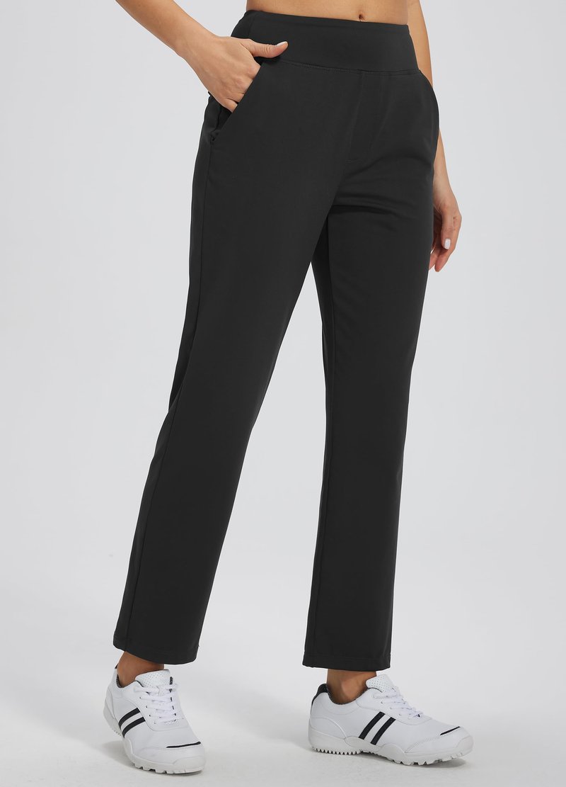 Libin Womens Casual Travel Pants Stretchy Golf Ankle Pants 7/8 Dress Pant Slacks Athletic Workout Sweatpants with 4 Pockets Black L