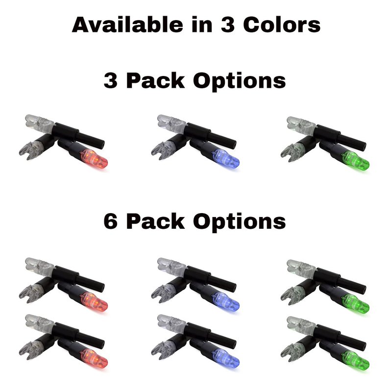 NEW Archery Products Thunderglo Compound Bow LED Illuminated Auto Turn-On Arrow Nocks - Blue (6 Pack)
