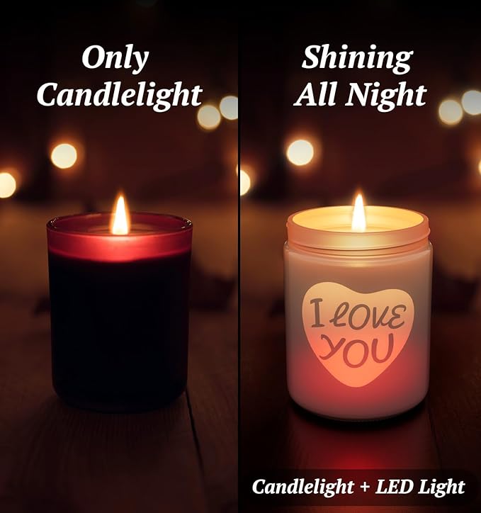 Christmas Candles with LED Light,Christmas Gifts for Women, Lemon Rose Scent Candles, Holiday Candle Gifts for Mom,Perfect for Xmas,New Year,Winter Décor,Over 40 Hours of Burn Time, 100% Soy Wax