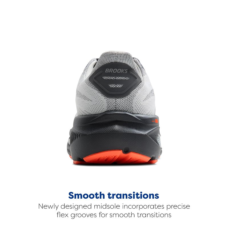 Brooks Men’s Ghost 17 Neutral Running Shoe - Oyster Mushroom/Orange/Ebony - 10 Wide
