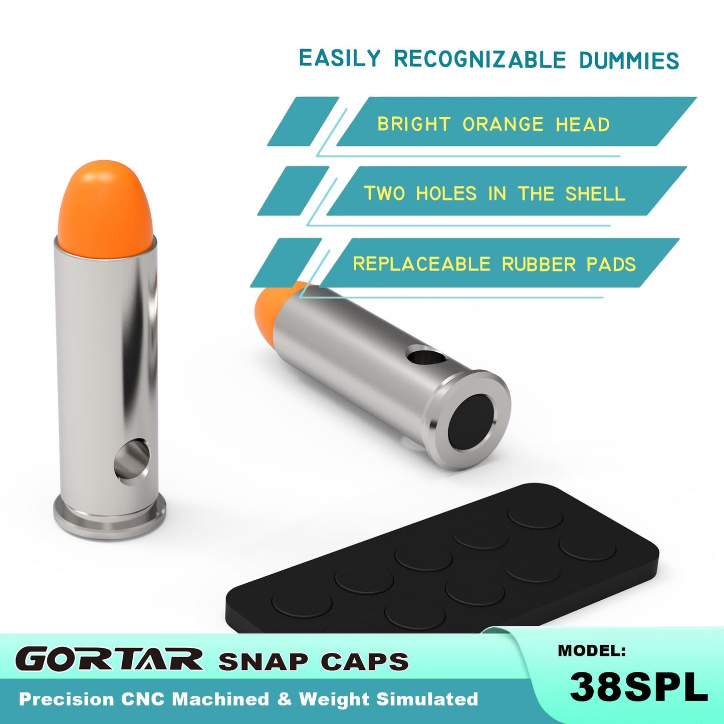 GORTAR 38SPL Snap Caps Training Dummy Rounds Practice Safe Loading Firing Close to Real Weight -10 Pcs