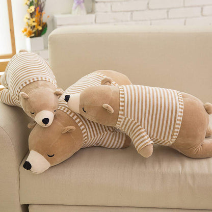 MMTTAO Stuffed Polar Bear Animal Plush Toy 20 Inch Large Brown Sleeping Bear Animal Stuff Soft Plushies Cute Dolls Collection Huggable Pillow Cushion Birthday Gift for Kids Child Boys Girls, 20Inches