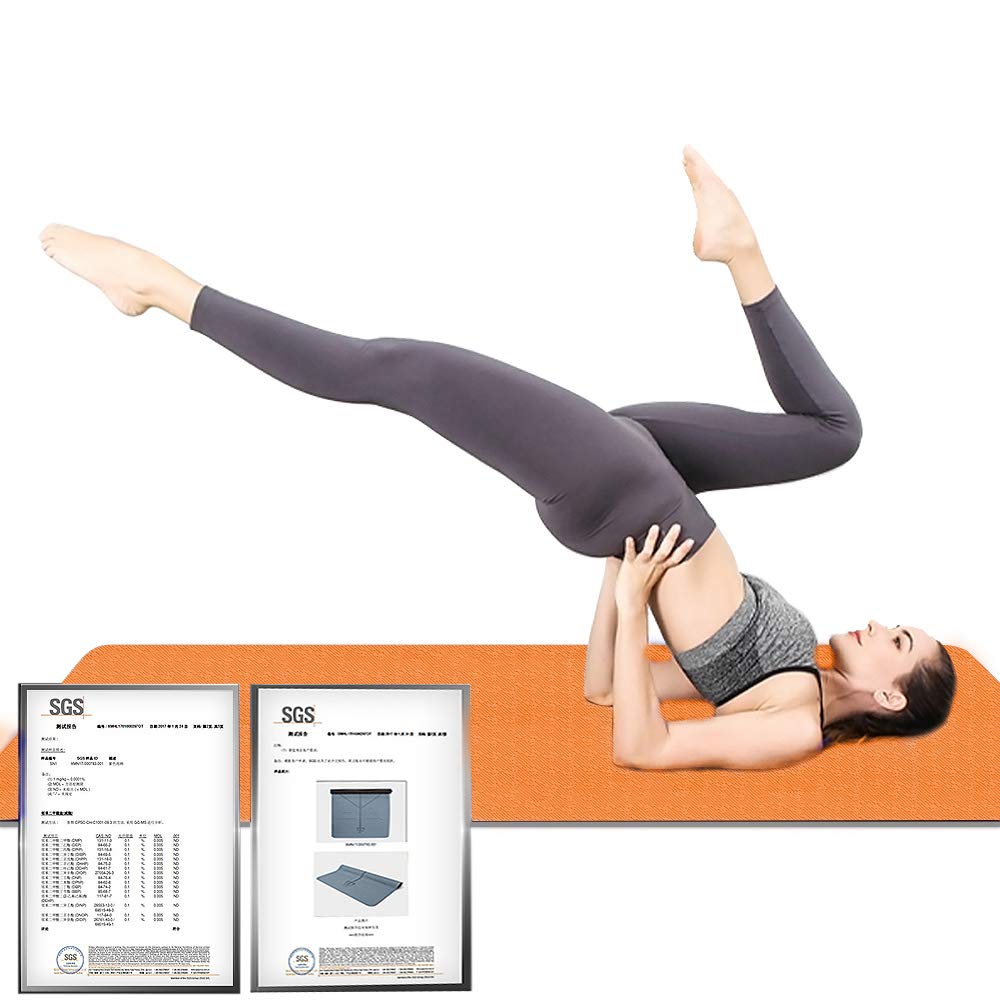 Hatha Yoga Extra Thick TPE Yoga Mat - 72"x 32" Thickness 1/2 Inch -Eco Friendly SGS Certified - With High Density Anti-Tear Exercise Bolster For Home Gym Travel & Floor Outside