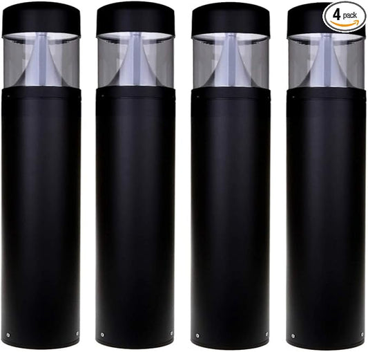 LED Bollard Landscape Lights 25" 10W 3CCT 3000K/4000K/5000K 120-277V Commercial/Residential Lighting Fixture for Garden, Pathway, Driveway. Rated IP65 Suitable for Wet Locations, ETL Listed (4 Pack)