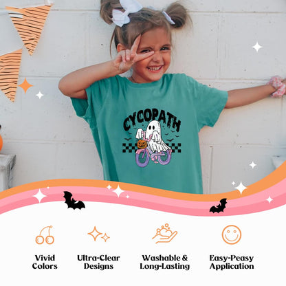 Kaciola 30 Sheets Ghost Iron on Transfers, Halloween DTF Transfers Ready to Press Washable Stickers Iron on Decals for T Shirts Hoodie DIY Crafts