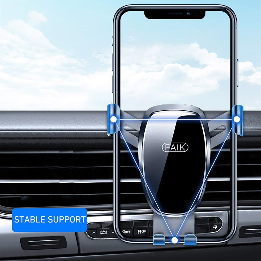 Car Phone Holder for Auto Interior Accessories Best Cell Phones Mount Cellphone Mobile Cradle Charging Navigation Bracket Air Vent Accessory, Silver