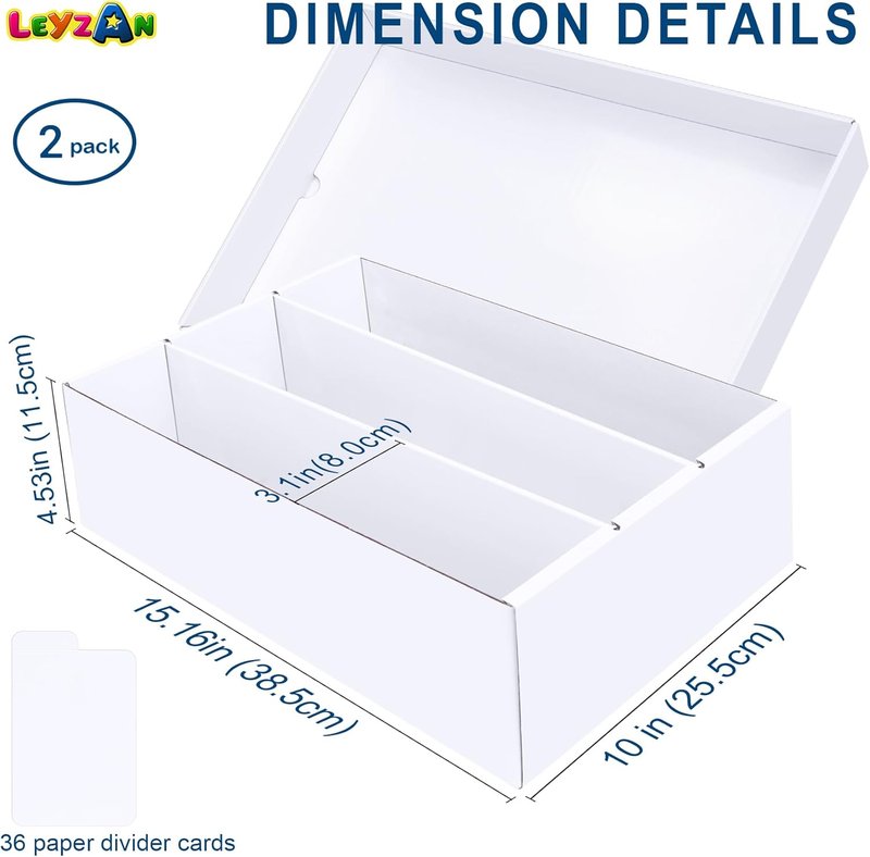 Trading Card Storage Box - 2400 Count Cardboard Organizer with Dividers | Perfect for MTG, TCG, Sports