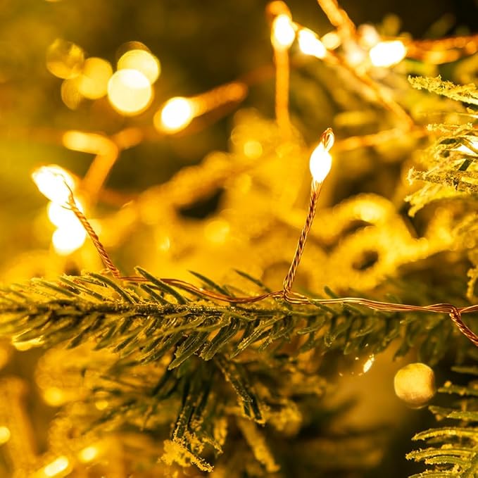 Plug in Firecracker Lights 50FT 500 LED Warm White Copper Wire Indoor Cluster Fairy Lights with Remote Timer for Bedroom, Living Room, Tree, Garden, Porch, Patio, Backyard, Christmas Tree