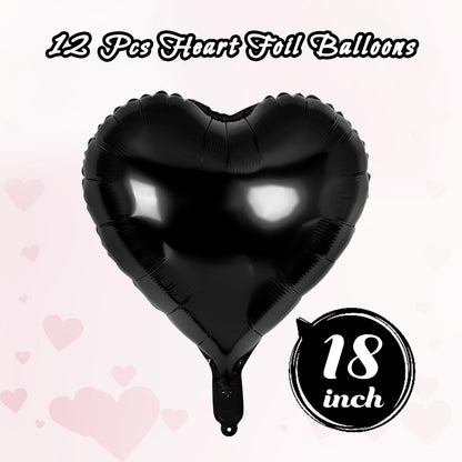 12 Pcs Red Heart Balloons,18 Inch Heart Foil Balloons Love Balloon Valentine Balloon for Birthday Party Wedding Engagement Party Baby Shower Valentine Day Decorations (red)