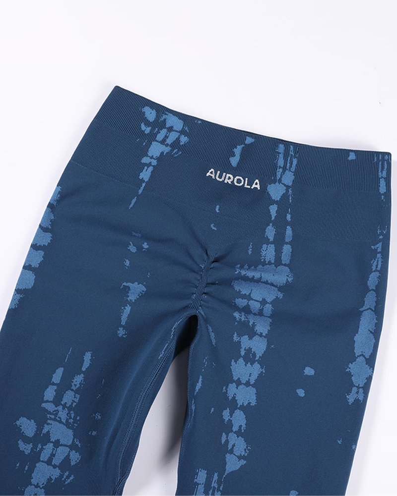 AUROLA Serpent Seamless Scrunch Workout Leggings for Women,Tummy Control Squat Proof Pants,Water Blue,M