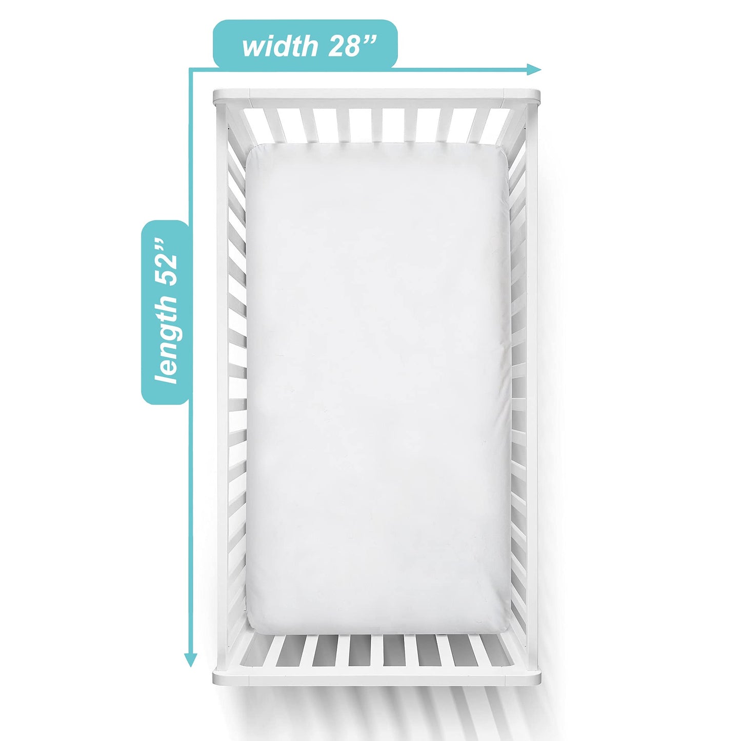 American Baby Company 2 Pack 100% Natural Cotton Fitted Crib Sheets 52" x 28" - Soft, Breathable, Hypoallergenic & Gentle Toddler Bed Sheets, White, Neutral for Boys & Girls