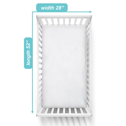 American Baby Company 2 Pack 100% Natural Cotton Fitted Crib Sheets 52" x 28" - Soft, Breathable, Hypoallergenic & Gentle Toddler Bed Sheets, White, Neutral for Boys & Girls