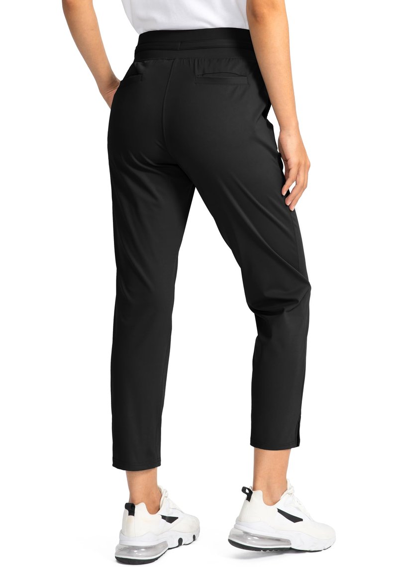 Soothfeel Women's Pants with 4 Pockets 7/8 Stretch High Waisted Sweatpants Travel Athletic Work Golf Pants for Women(Black, Large)