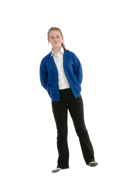 Miss Chief Girls Smart School Cardigan Sweatshirt Uniform Age 3 4 5 6 7 8 9 10 11 12 13 ((30) 9-10yrs, Royal Blue)
