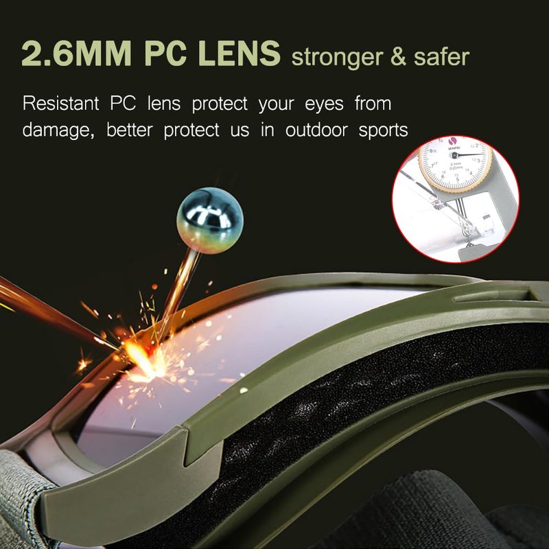 ONECUPPTOP Tactical Airsoft Goggles Anti Fog Shooting Glasses Impact Resistant Safety Goggles with 3 Interchangable Lens (Army Green)