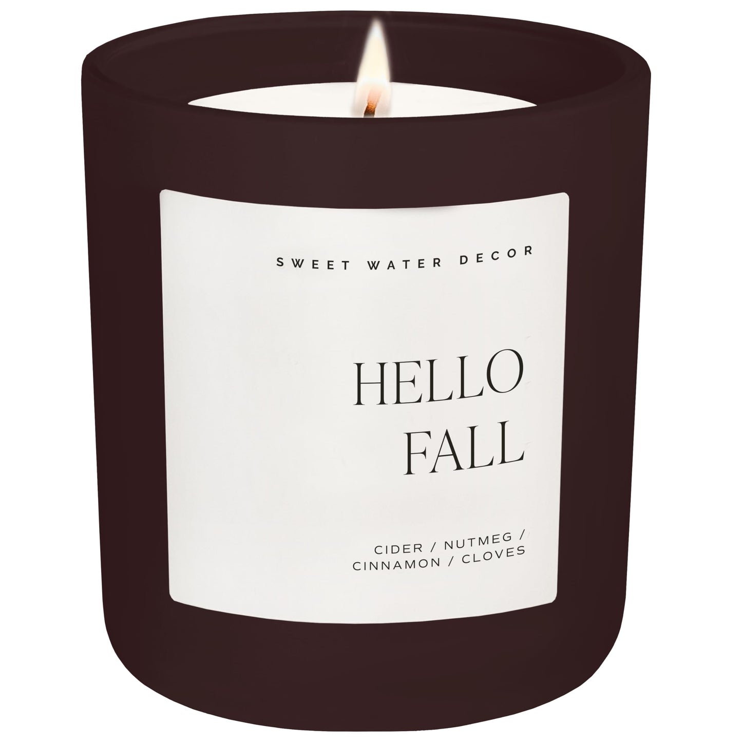 Sweet Water Decor Hello Fall Candle, Large 15oz Jar, Non-Toxic Soy Blend Wax Scented with Apple Cider & Spice, Long-Lasting Autumn Candle, Fall, Halloween & Thanksgiving Gift for Women, 70+ Hour Burn