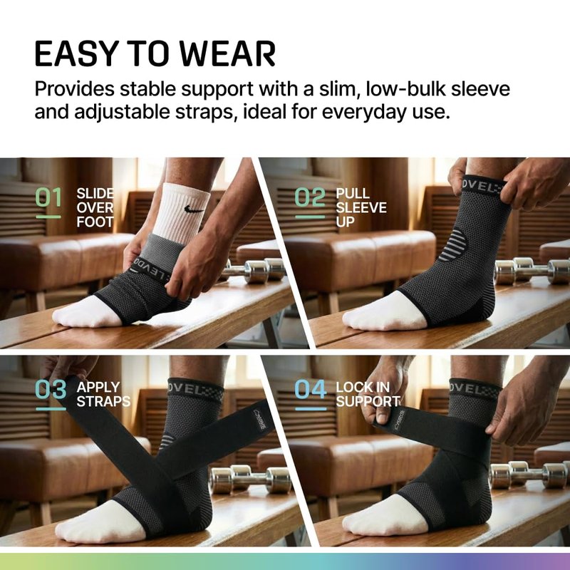 Modvel Foot & Ankle Brace Socks with Adjustable Support Strap – 2 Pack Compression Sleeves for Sprained Ankle, Plantar Fasciitis Relief Tendonitis & Arthritis, Stabilizing Foot & Ankle Support for Women & Men