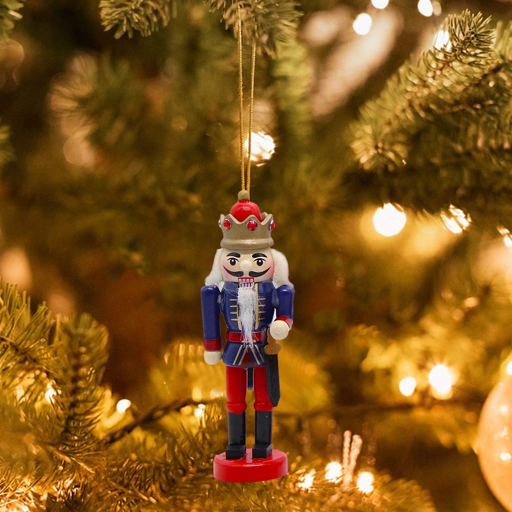 Joliyoou Wooden Christmas Nutcracker, 6 Pcs Mini Soldier Figurines 5.1 inch Ornaments for Xmas Gifts