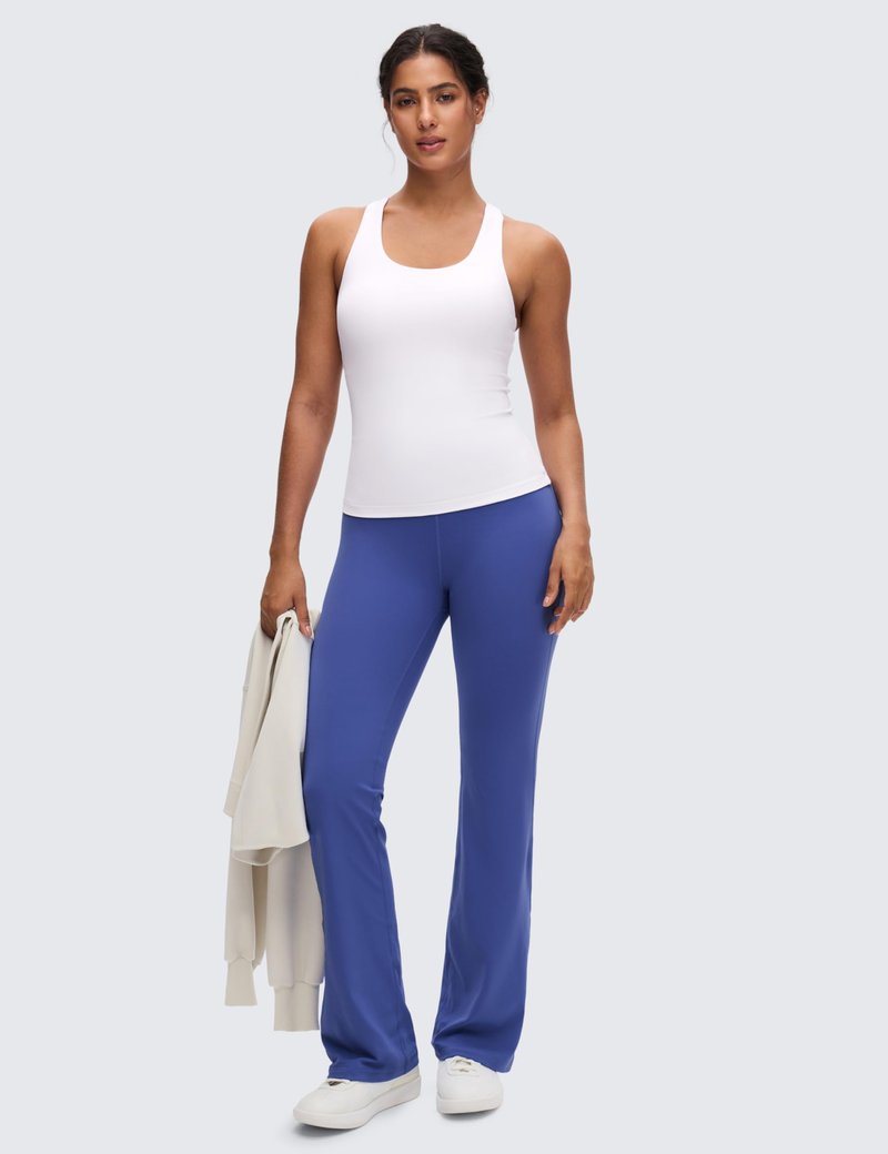 CRZ YOGA Butterluxe Workout Racerback Tank Tops for Women - Padded Athletic Spandex Yoga Shirts with Built in Bra White Medium