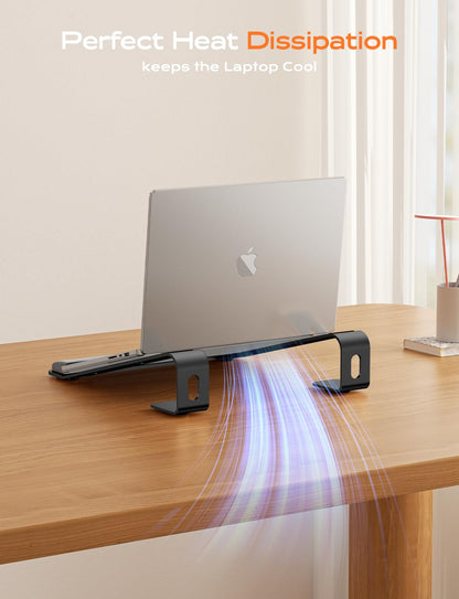 LOXP Laptop Stand for Desk, Metal Laptop Stand with Wrist Support, Ergonomic Detachable Laptop Riser, Aluminum Protable, Computer Stand for MacBook Air Pro, HP, Dell, XPS, HP (10-17") Laptops - Black