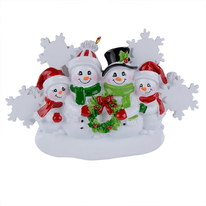 Snowman Family of 4 Personalized Christmas Tree Ornament 2025 Custom Family Keepsake Gift for Grandparents, Parents, Kids, Neighbors