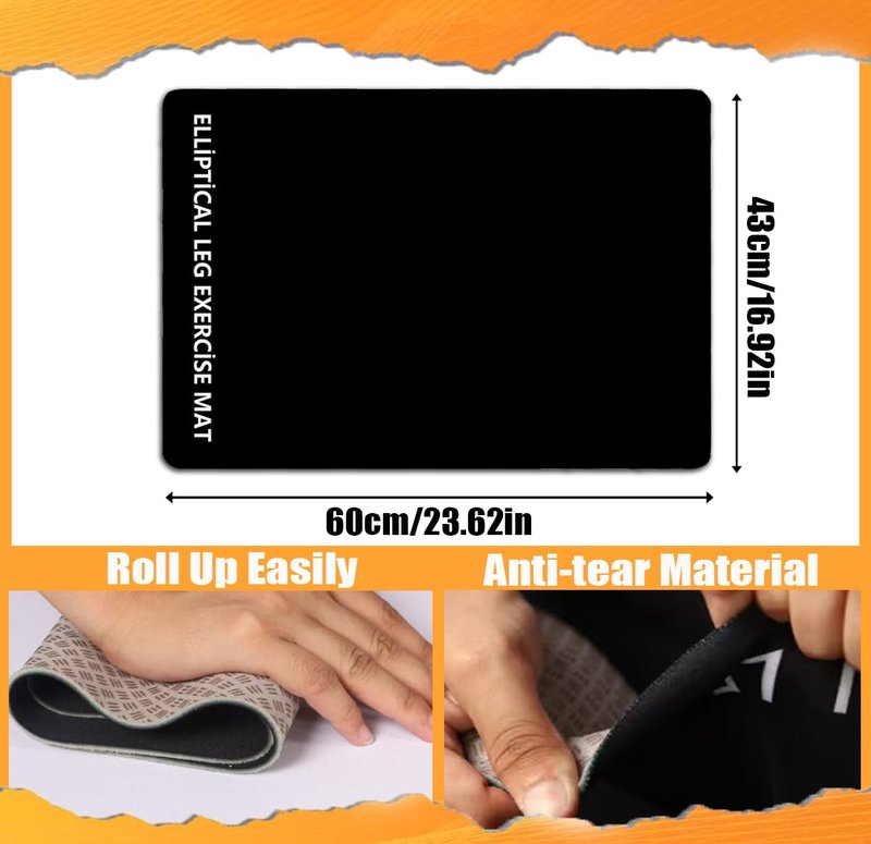 Non-Slip Workout Mat for Under Desk Ellipticals, Ellipse Leg Exerciser Machine Mat, Suitable for Electric Seated Foot Pedal Exerciser, Enhanced Stability & Floor Protection