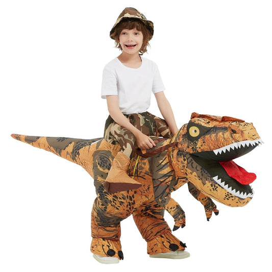 GOOSH Inflatable Dinosaur Costume Kids –Halloween Party Blow up T Rex Outfit, Breathable Fabric, Lightweight & Flexible for Cosplay, Parades (7-10Yrs)