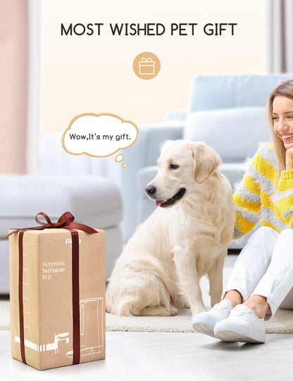 Automatic Cat Feeder, Faroro Dog Food Dispenser for Small Pets with Distribution Alarms, Portion Control, Voice Recorder and Programmable Timer for up to 4 Meals per Day