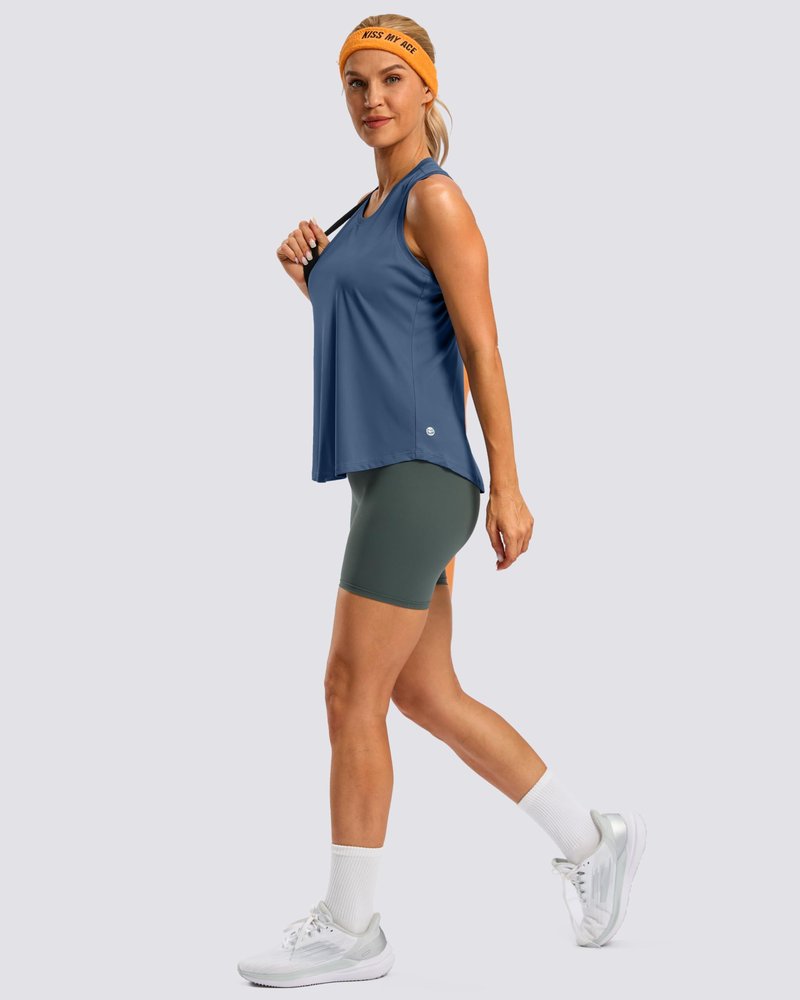 G Gradual Women's Workout Tank Tops Racerback Athletic Yoga Tops Loose Fit Sleeveless Running Gym Sports Shirts for Women(Navy,L)