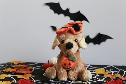 Plushland Halloween Pawpals 8 inches Puppy Dog Plush Stuffed Toy Comes with Hat and Halloween Jack O Lantern - Pumpkin for Kids on This Holiday (Labrador)