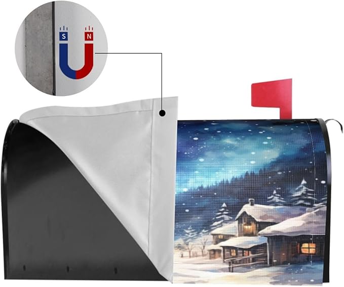 DADABULIU Mailbox Covers Winter Dog Christmas Snow Winter Dog Christmas Snow Magnetic Letter Post Box Cover Standard Size 21 x 18 Inch Garden Yard Home Decorative
