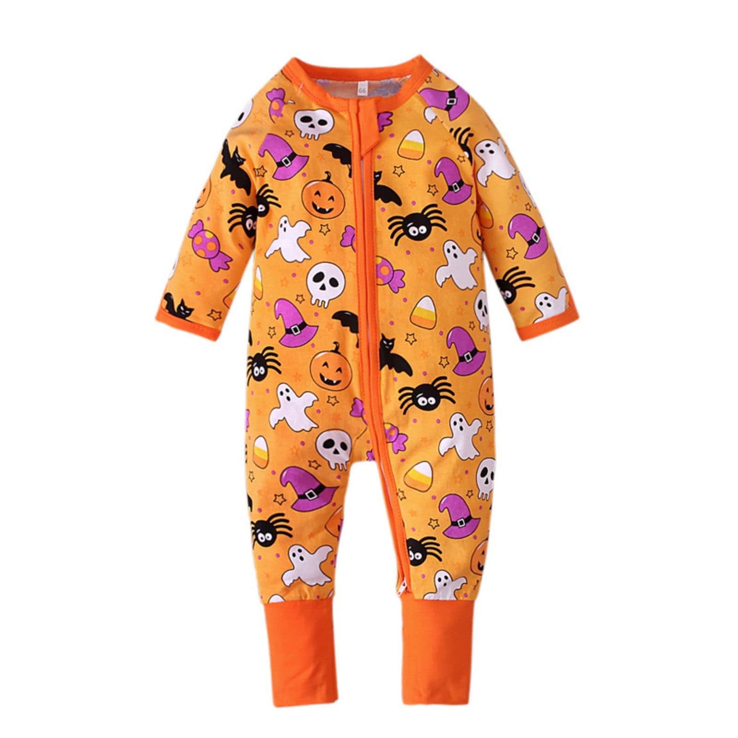 Baby Boys Girls Halloween Clothes Newborn Ghost Long Sleeve Romper Toddler Pumpkin Print Jumpsuit Halloween Outfits（Romper-3,18-24 Months）