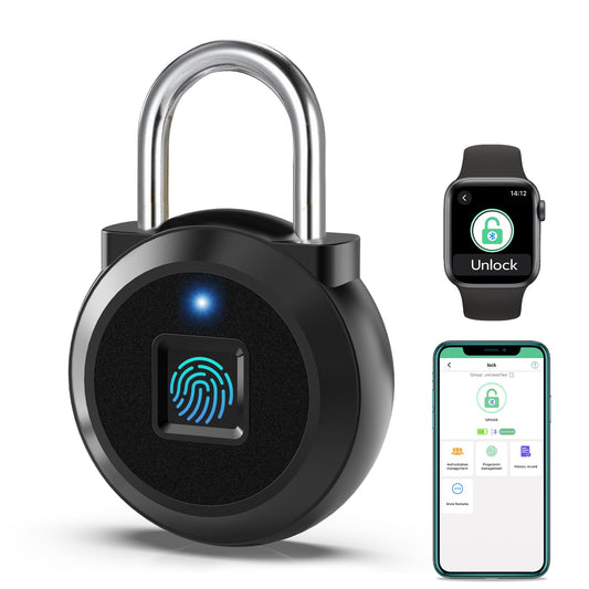 Fingerprint Lock, Dhiedas Gym Locker Lock with Fingerprint Bluetooth APP, Biometric Fingerprint Padlock with Keyless, Waterproof Smart Padlock for Locker School Suitcase Cabinet Storage