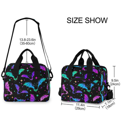 MNSRUU Insulated Lunch Bag Halloween Luminous Bats Women Lunch Tote Men Lunch Cooler Bag Reusable Leakproof Lunch Bag For Work School
