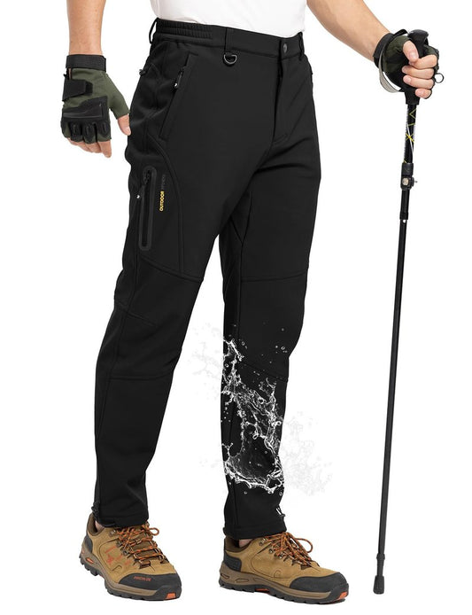 TBMPOY Men's Snow Pants Waterproof Winter Fleece Lined Hiking Ski Softshell Warm Cold Weather Gear Camping Essentials Black 36
