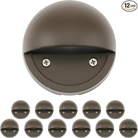 Lumina Lighting® 2W Landscape Deck Lights (12 Pack) Low Voltage Landscape Deck Lights Waterproof - Outdoor Patio Step Deck Lighting 12V 3000K Replaceable G4 LED Bulb Included DSL0103-BZLED12 (Bronze)