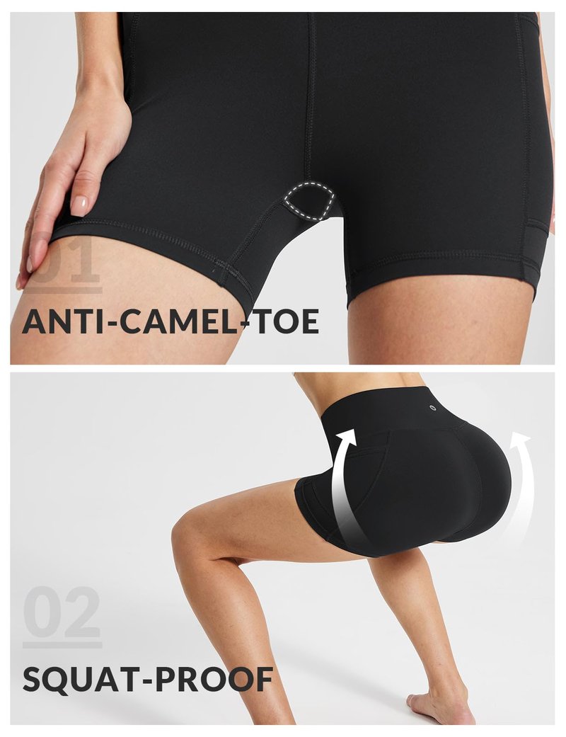 baleaf Womens Spandex Shorts 5" High Waisted Biker Workout Lycra Compression Shorts with Pockets Black XL
