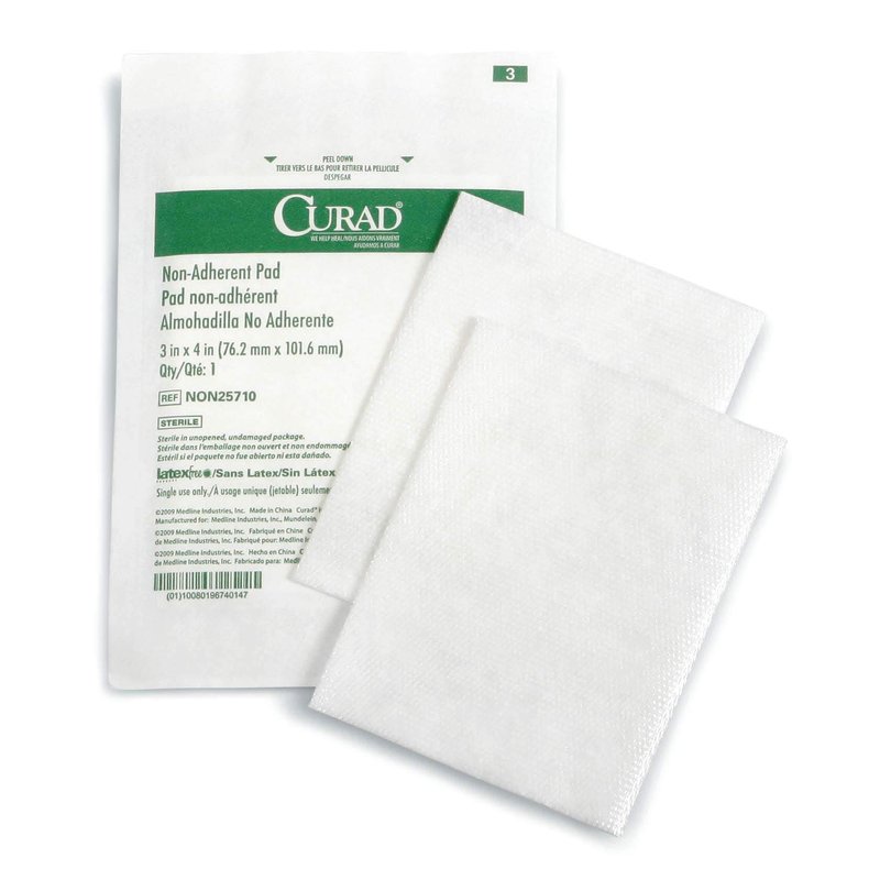CURAD Sterile Non-Adherent Dressing Pads, 3" x 4", 100 Count