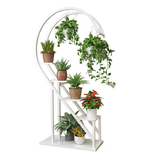 ZHOUYANB 4 Layer Plant Stand Heart-shaped Flower Pot Multifunctional With Hook For Patio Garden Balcony Living Room/a