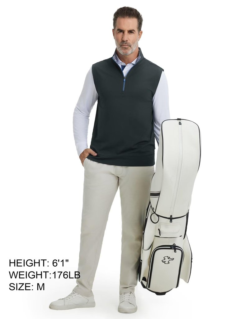 M MAELREG Men's Golf Vest Dry Fit Stretch Moisture Wicking Layer Lightweight Casual Vests Mens Pullover Quarter Zip