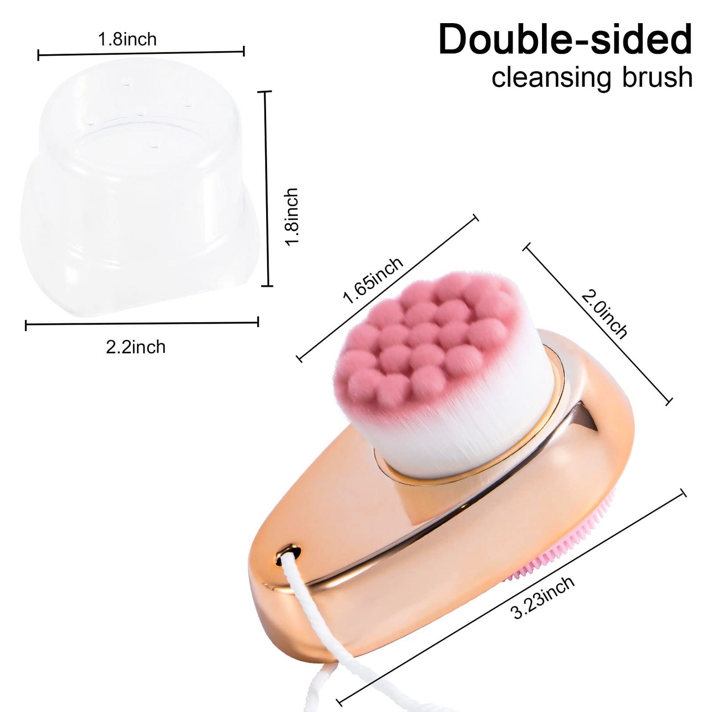 2 Pack Facial Cleansing Brush 2 in 1 for Face Exfoliation, Soft Bamboo Charcoal Microfiber Bristle Dual Face Silicone Scrubber Brush for Pore Deep Cleansing Skincare with Lid, Black+Gradient