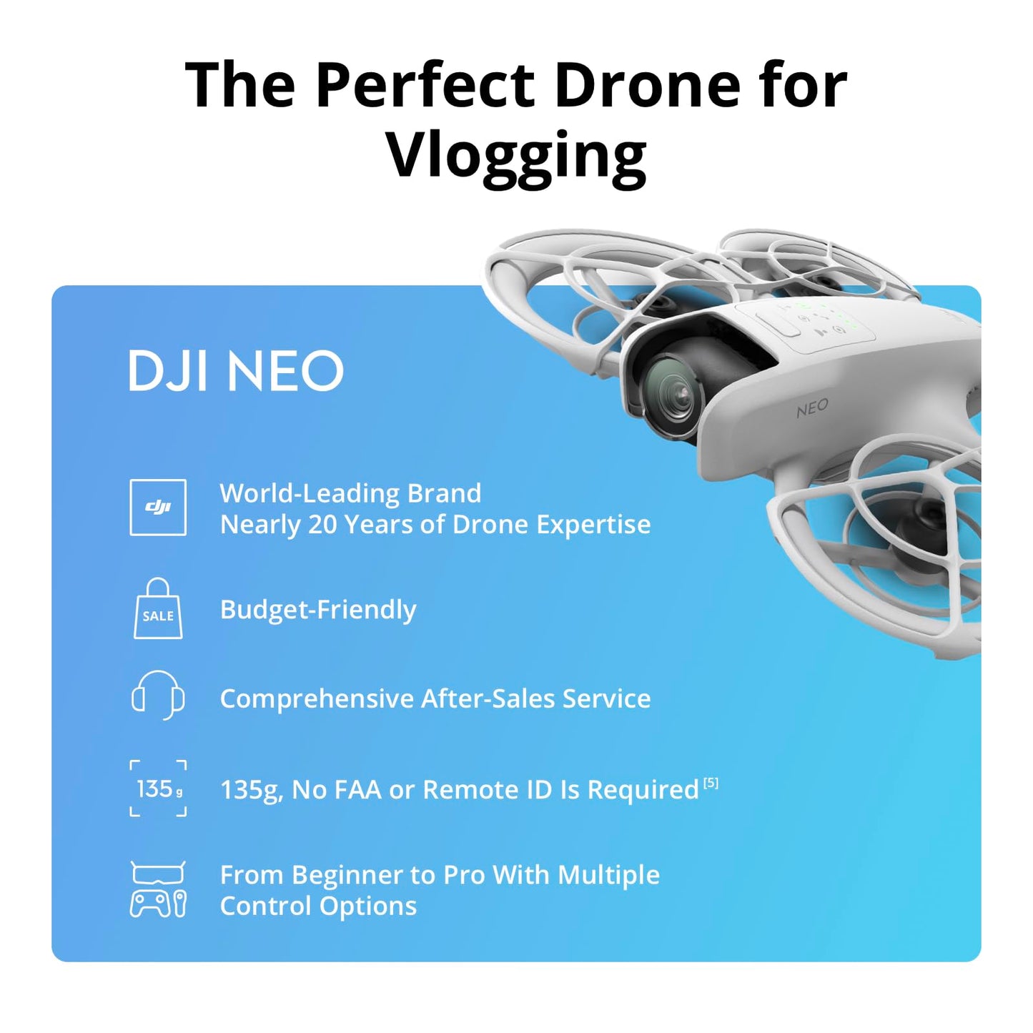 DJI Neo Three-Battery Combo, Mini Drone with 4K UHD Camera for Adults, 135g Self Flying Drone that Follows You, Palm Takeoff, Subject Tracking, QuickShots, Stabilized Video (Controller-Free)