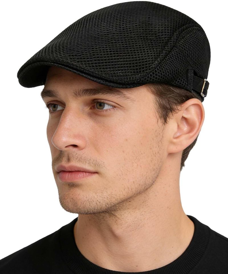 Men's Flat Caps - Adjustable Breathable Mesh Newsboy Beret | 2-Pack Irish Cabbie Hats