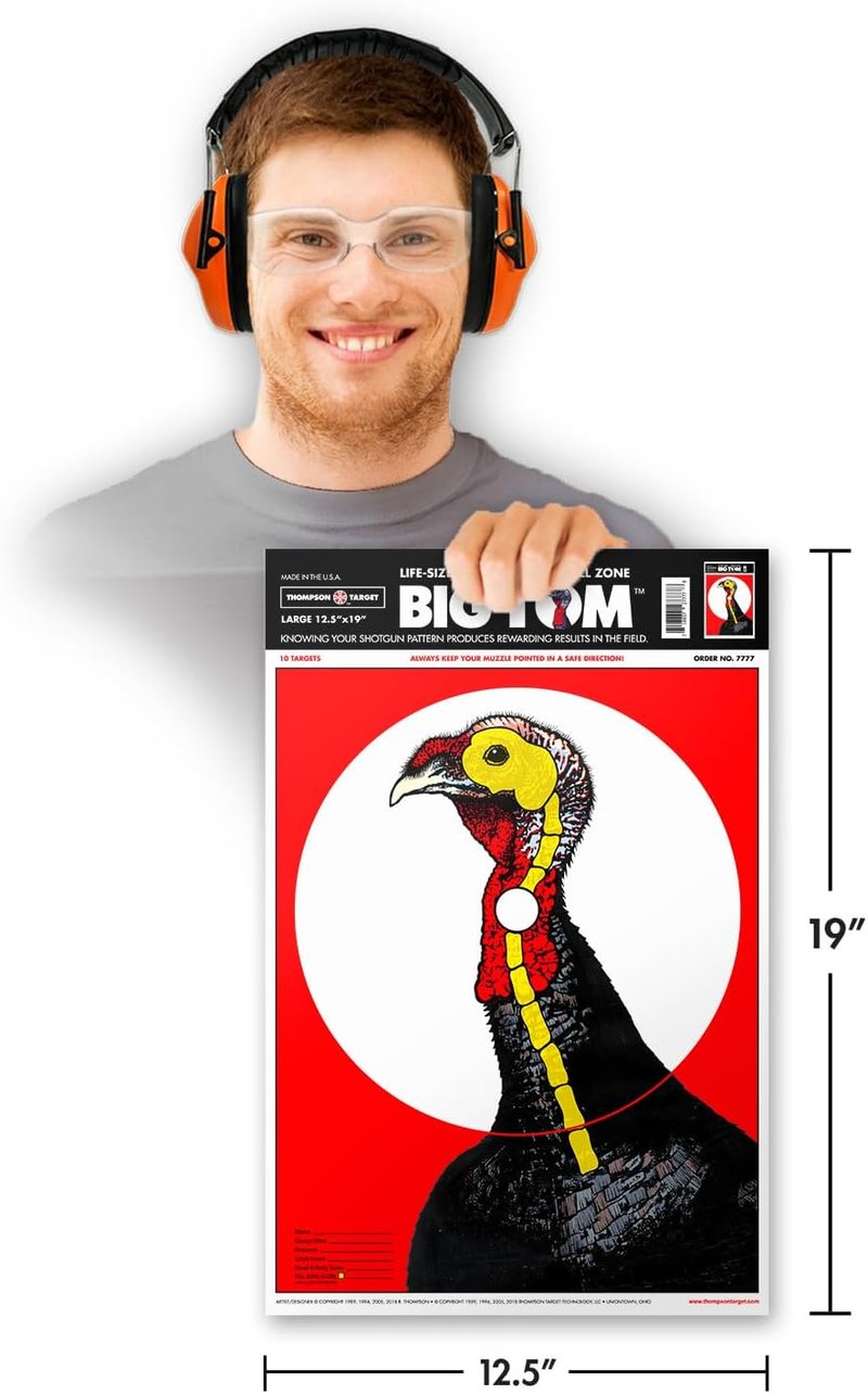 Life-Size Turkey Shooting Target - Ultra Bright Realistic Design, 12.5x19 Inch for Shotgun & Bow Practice