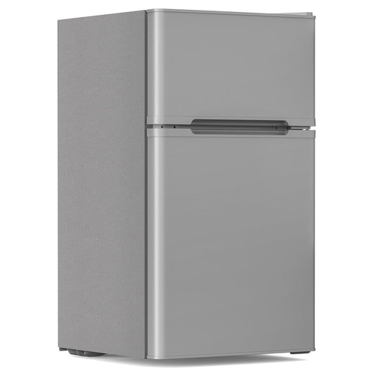 Electactic 3.1 Cu.Ft Small Fridge with Freezer, Compact Refrigerator with 2 Doors, Mini Fridge with Adjustable Removable Glass Shelves for Bedroom, Dorm, Office or Apartment,Grey