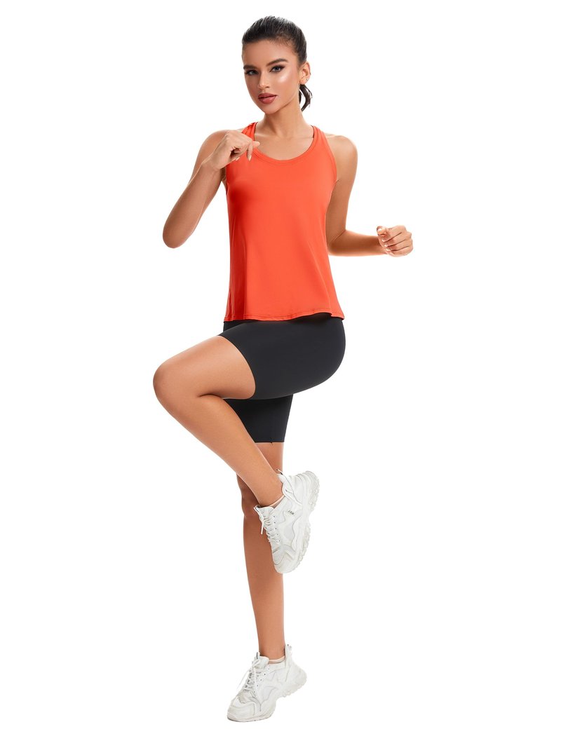 MathCat Women's Workout Tank Tops Racerback Sleeveless Tops Loose Fit Yoga Shirts Athletic Running Tank Top for Women Orange