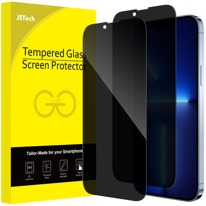JETech Privacy Full Coverage Screen Protector for iPhone 16e 2025, iPhone 13/13 Pro 6.1-Inch, Anti-Spy Tempered Glass Film, Edge to Edge Protection Case-Friendly, 2-Pack