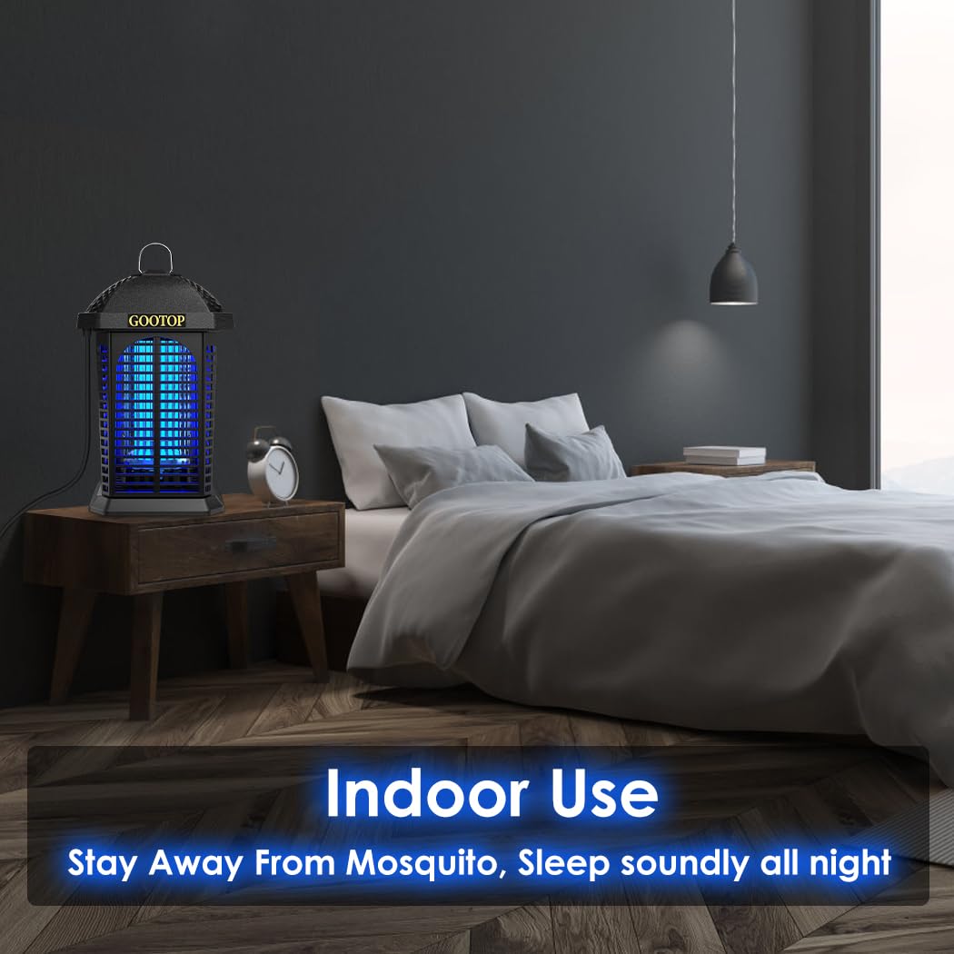 Bug Zapper Indoor Outdoor, 4200V Electric Mosquito Zapper, Bug Zapper Outdoor, Fly Traps, Fly Zapper, Mosquito Killer Indoor 3 Prong Plug, 90-130V, ABS Plastic Outer